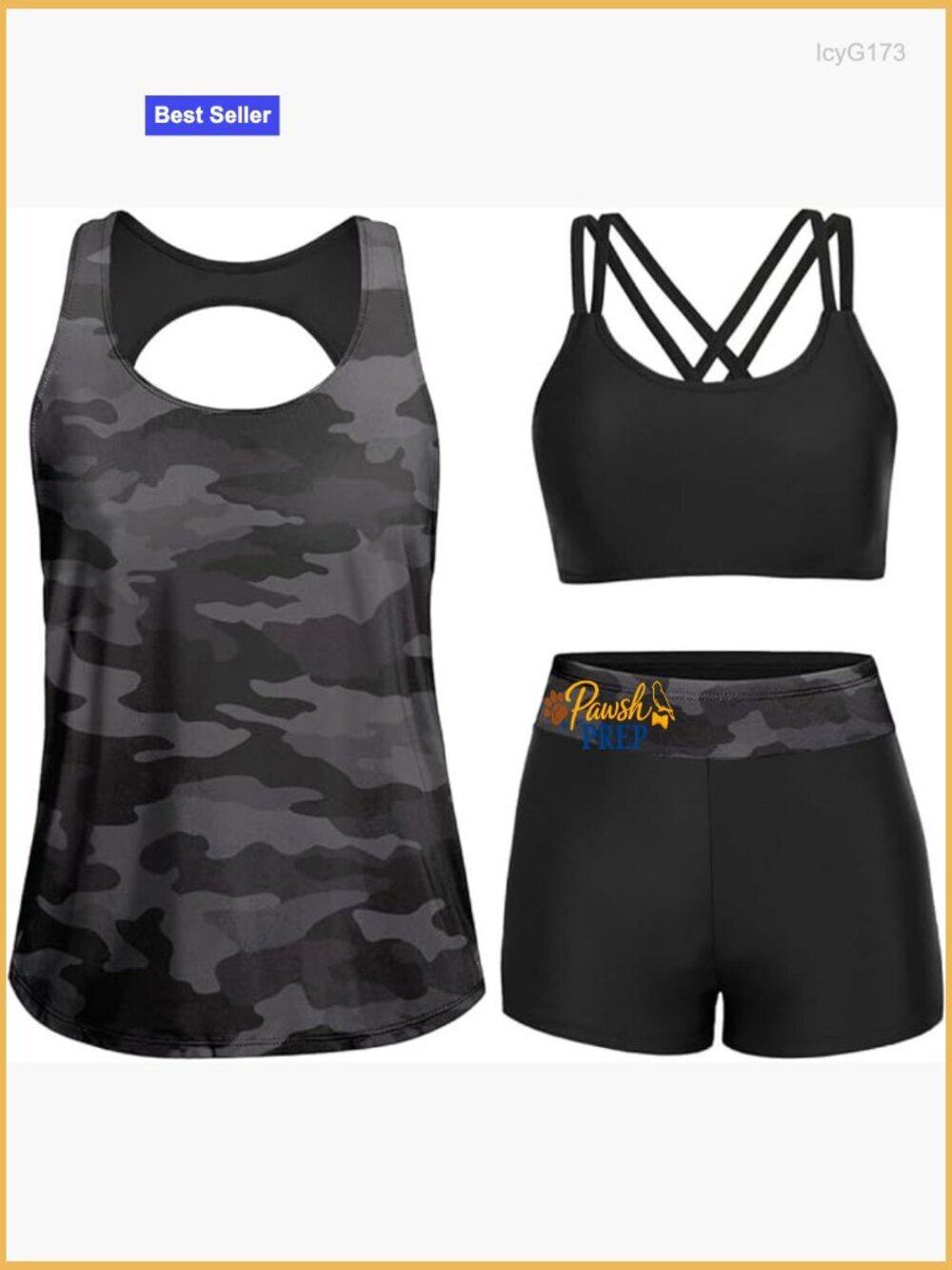 3 Piece Tankini Swimsuits for Women with Boy Shorts and Tank Top Bra Modest